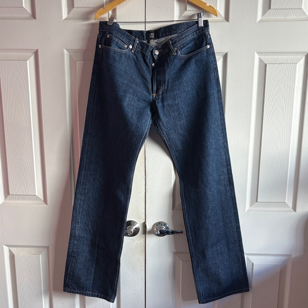 💥A.P.C. SELVEDGE Dark Blue Men's Straight Jeans